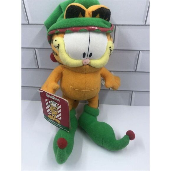 Garfield Vintage Russell Stover Elf Christmas Holiday Appr 8" Plush Suction Cup - Picture 1 of 7